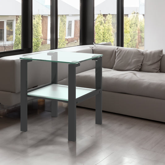 Elegant Two-Layer Glass Side Table